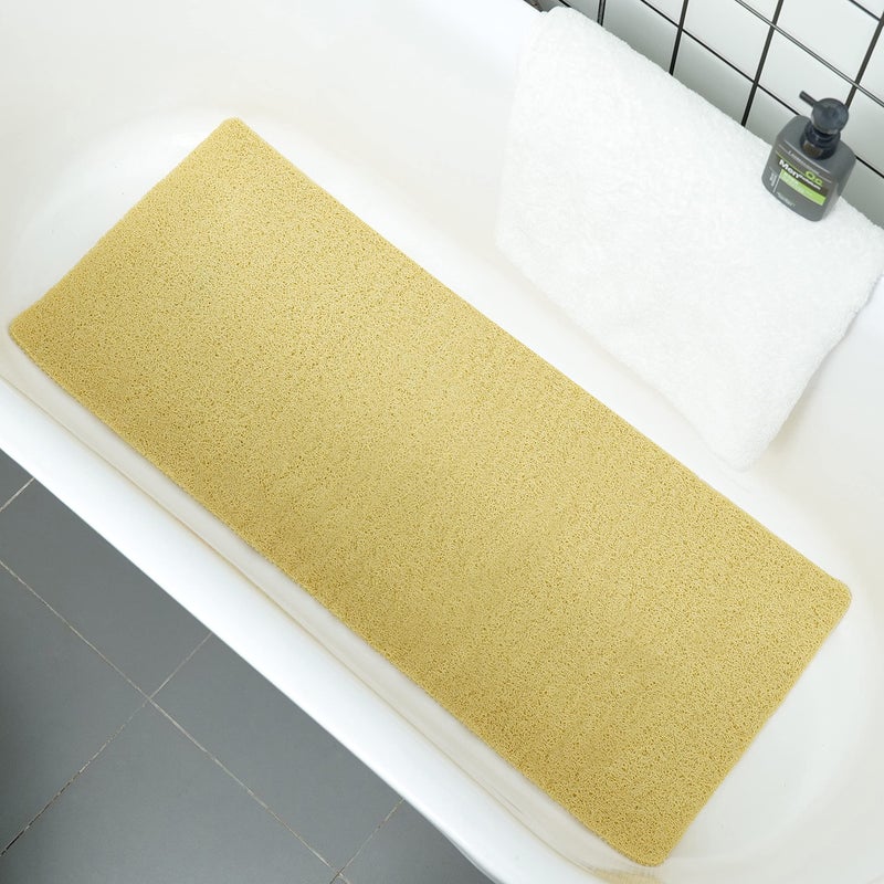Leotruny PVC Loofah Bathtub Mats Non Slip Shower Mat for Bathroom Wet Area Quick Drying 40x16 C02Beige