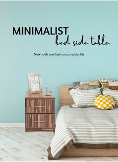 AFT Slim Minimalist Design Nightstand /bedside Table / Mid Century Modern Design bedside table / Nightstand with 2 Drawers and Sturdy MDF Frame, Perfect for Modern Bedroom and living room Space, Ideal for small spaces, it combines functionality with style, offering storage without taking up much room. (Teak Block Dark brown) Arfan  - Image 2
