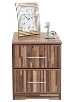 AFT Slim Minimalist Design Nightstand /bedside Table / Mid Century Modern Design bedside table / Nightstand with 2 Drawers and Sturdy MDF Frame, Perfect for Modern Bedroom and living room Space, Ideal for small spaces, it combines functionality with style, offering storage without taking up much room. (Teak Block Dark brown) Arfan  - Image 4