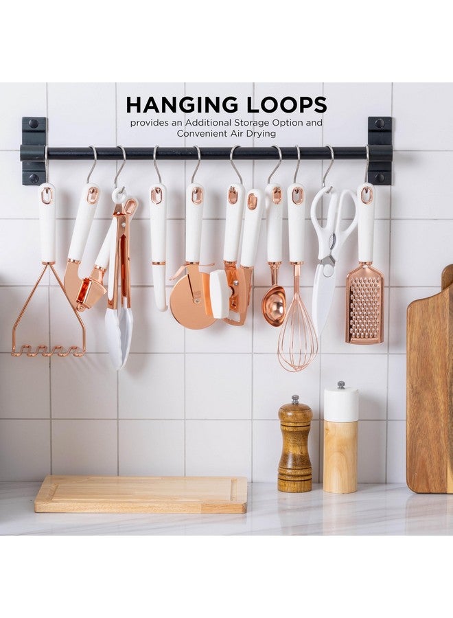 كوك ويذ كولرز مجموعة أدوات مطبخ "اطبخ بألوان" من الفولاذ المقاوم للصدأ بمقابض ناعمة الملمس، ١٠ قطع، نحاسي، أبيض - Image 5