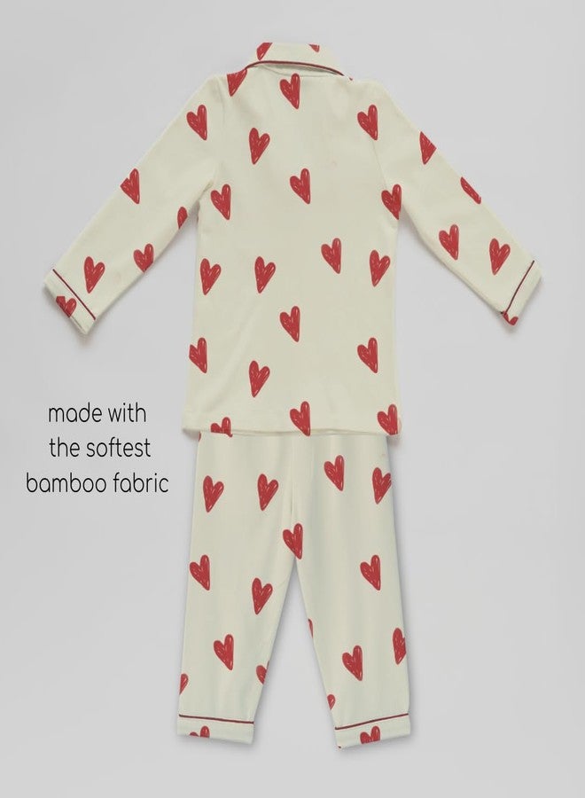 Cocoon Care Bamboo Cotton Printed Night Suit for Baby | Sleepwear for Babies | Pajama Set for Kids | Night wear for Baby | Bamboo Nightsuit | 3-4Y | Beige - Image 2