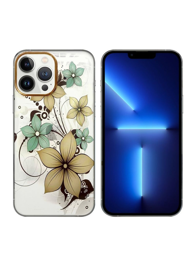 JOWAY iPhone 13 Pro Floral Clear Case Ultra Slim Shockproof Flower Print Transparent Cover Design 5 - Image 2