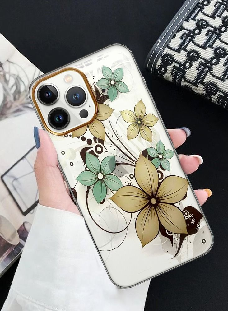 JOWAY iPhone 13 Pro Floral Clear Case Ultra Slim Shockproof Flower Print Transparent Cover Design 5 - Image 3