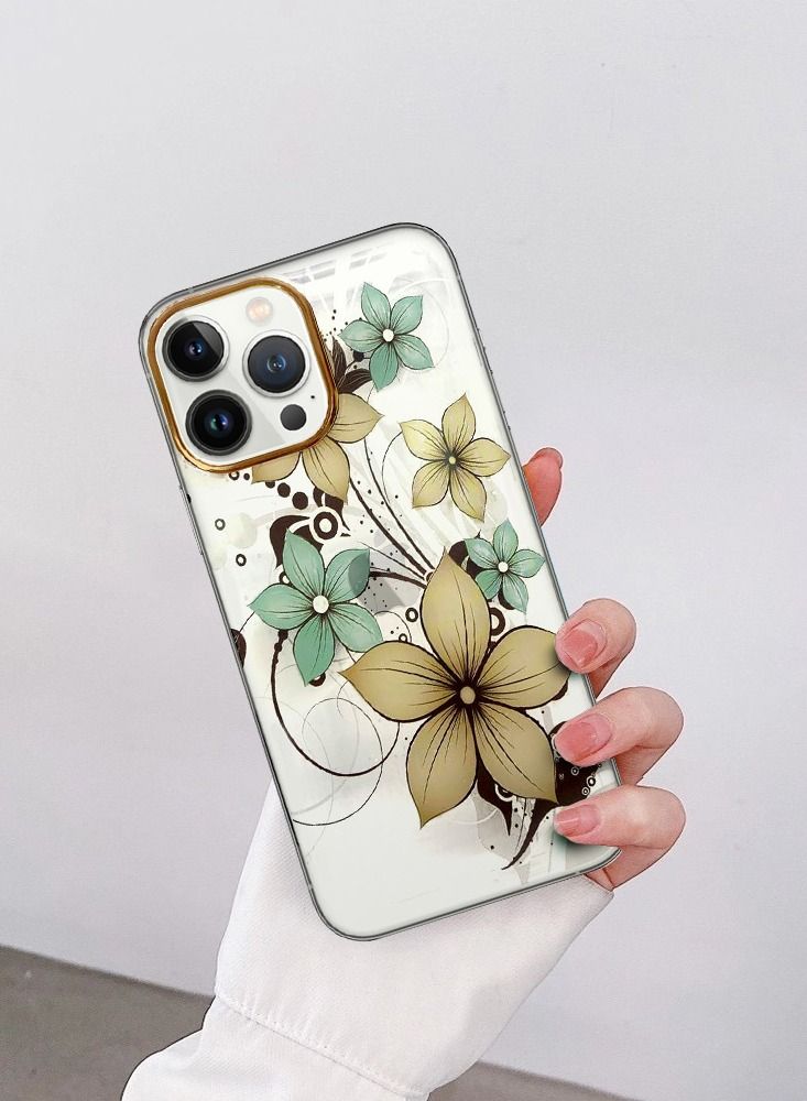 JOWAY iPhone 13 Pro Floral Clear Case Ultra Slim Shockproof Flower Print Transparent Cover Design 5 - Image 5