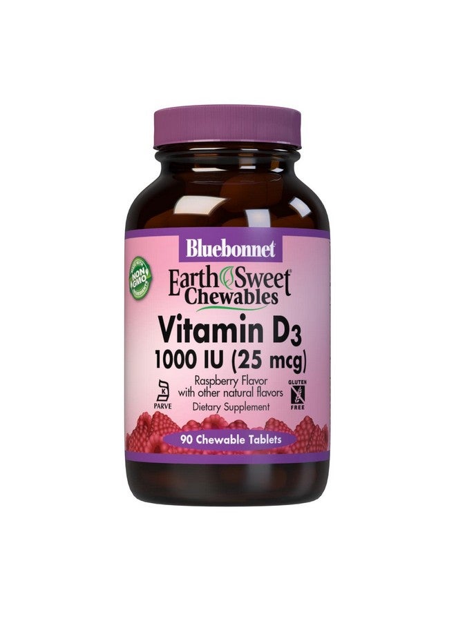 Bluebonnet Nutrition Earth Sweet Vitamin D3 1000 Iu Chewable Tablets Raspberry 90 Count - Image 1
