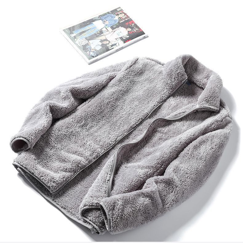 Autumn and winter men's plush baseball uniform men's polar fleece fleece jacket couple's plush warm jacket men's fleece jacket women - Image 4