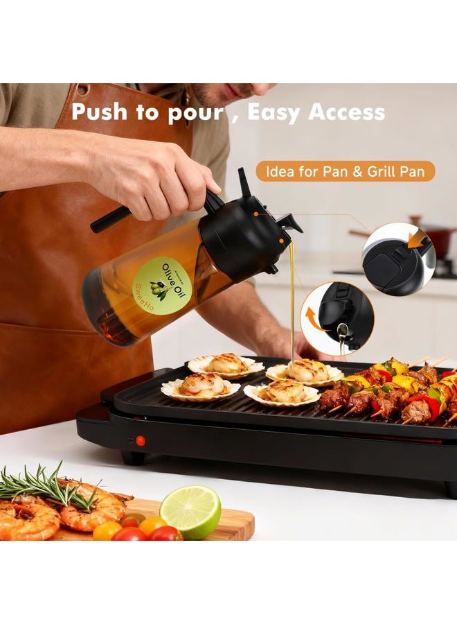 SweeHo Oil Sprayer for Cooking,470ml Cooking Olive Oil Sprayer and Oil Dispenser 2 In 1, Food-grade Glass Oil Spray Bottle Mister for Air Fryer, BBQ, Griddle (Black+dark brown glass and color label) - Image 4