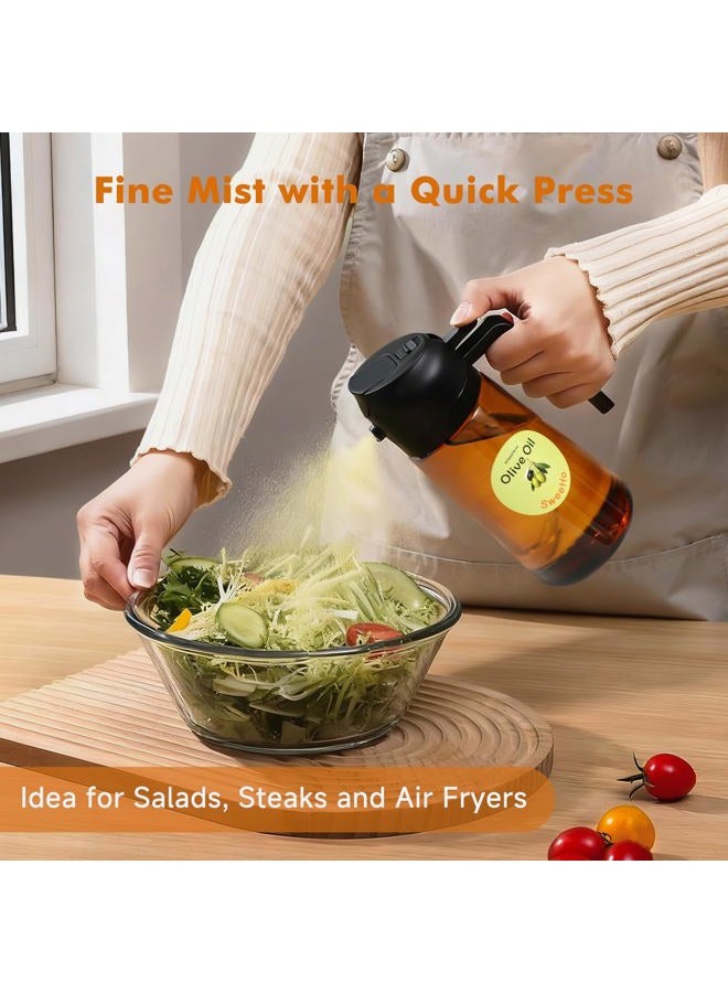 SweeHo Oil Sprayer for Cooking,470ml Cooking Olive Oil Sprayer and Oil Dispenser 2 In 1, Food-grade Glass Oil Spray Bottle Mister for Air Fryer, BBQ, Griddle (Black+dark brown glass and color label) - Image 3