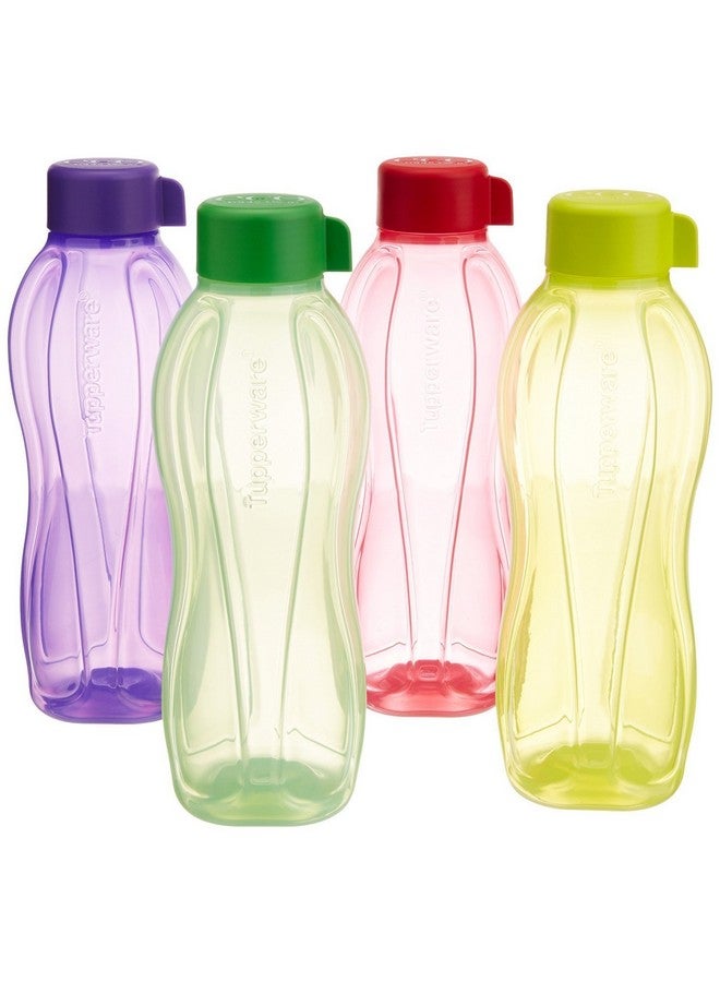 Tupperware طقم زجاجات ماء بلاستيكية من تابروير، 1 لتر، مجموعة من 4، متعددة الألوان - Image 1