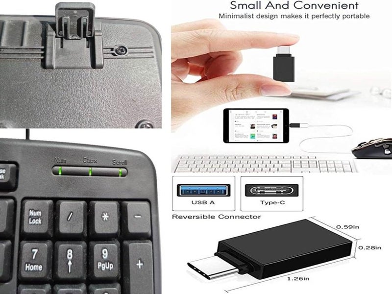 Anjo 5 in 1 Combo of Wired Keyboard, Wired Mouse, Anti-Skid Mouse Pad, 4 Ports USB Hub 3.0 Type A & OTG C to A Type - Image 4