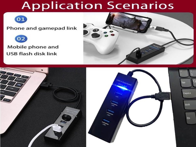 Anjo 5 in 1 Combo of Wired Keyboard, Wired Mouse, Anti-Skid Mouse Pad, 4 Ports USB Hub 3.0 Type A & OTG C to A Type - Image 3