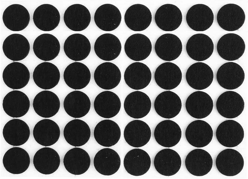 888 Corp Black Self Adhesive Felt Bumpers 1/2" Diameter and 1/8" Thick (48 Pack), Round - Image 1