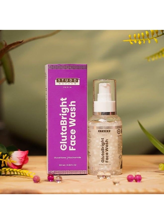 Studd Muffyn | GlutaBright Face Wash with Glutathione, Niacinamide & Aloe Vera | Brightening & Hydrating Cleanser | Helps Even Skin Tone & Control Oil | For All Skin Types | Daily Use | 100ml - Image 2