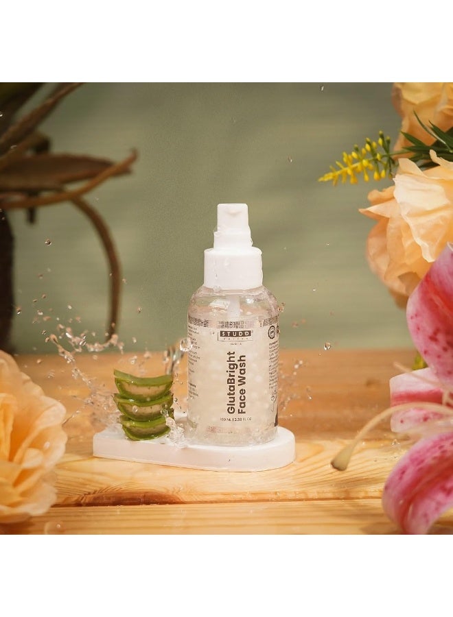 Studd Muffyn | GlutaBright Face Wash with Glutathione, Niacinamide & Aloe Vera | Brightening & Hydrating Cleanser | Helps Even Skin Tone & Control Oil | For All Skin Types | Daily Use | 100ml - Image 3