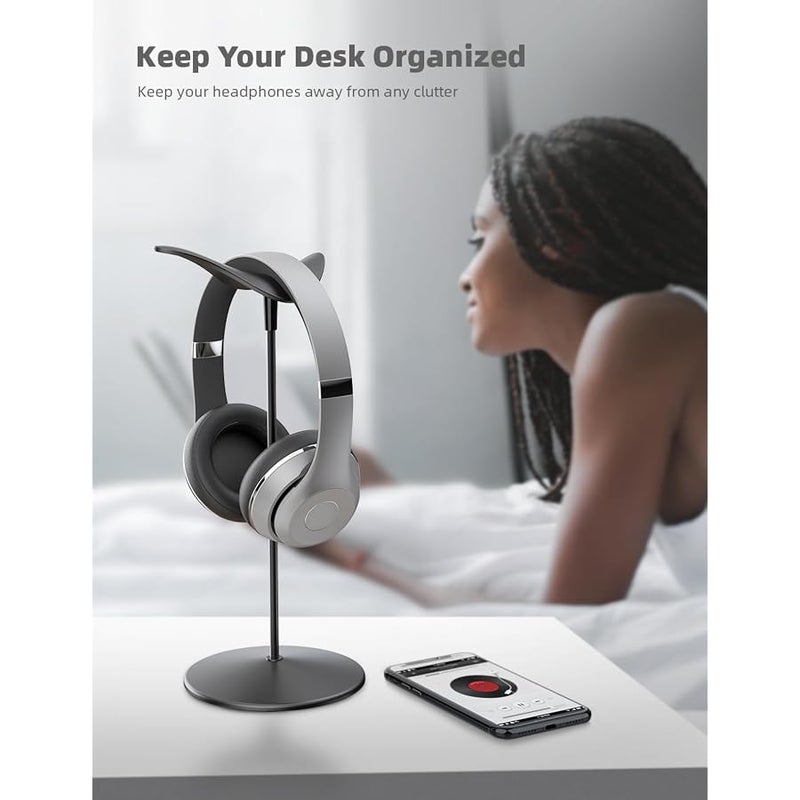 لاميكول Lamicall Headphone Stand, Desktop Headset Holder - Desk Earphone Stand, for All Headsets Such as Airpods Max, HyperX Gaming Headphones, Beats/Sennheiser Music Headphones - Black - Image 4