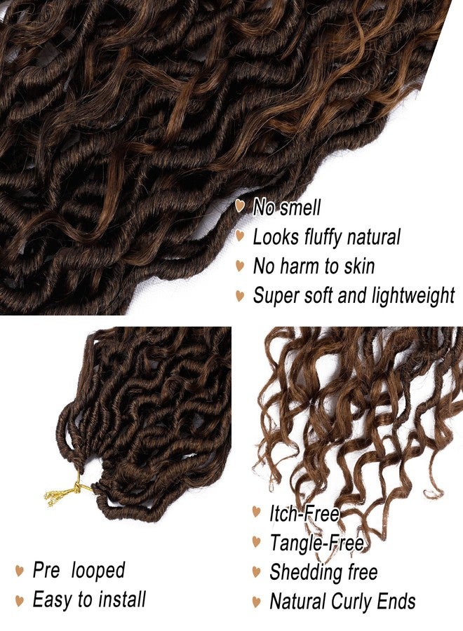 LIYATE Goddess Locs Crochet Hair 18 Inch 6 Packs Faux Locs Crochet Hair for Black Women Pre Looped Soft River Loc Crochet Braids with Curly Hair Boho Hippie Loc Synthetic Hair Extensions(T1B/30) - Image 3