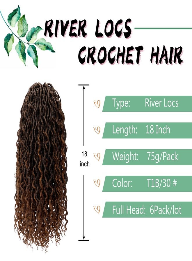 LIYATE Goddess Locs Crochet Hair 18 Inch 6 Packs Faux Locs Crochet Hair for Black Women Pre Looped Soft River Loc Crochet Braids with Curly Hair Boho Hippie Loc Synthetic Hair Extensions(T1B/30) - Image 2