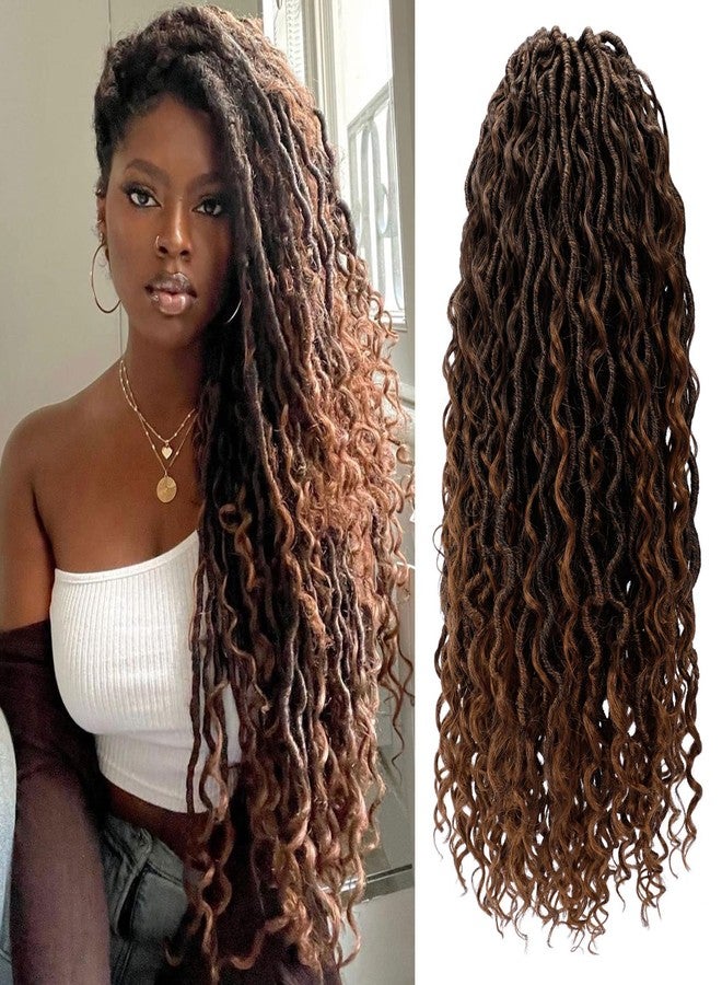 LIYATE Goddess Locs Crochet Hair 18 Inch 6 Packs Faux Locs Crochet Hair for Black Women Pre Looped Soft River Loc Crochet Braids with Curly Hair Boho Hippie Loc Synthetic Hair Extensions(T1B/30) - Image 1