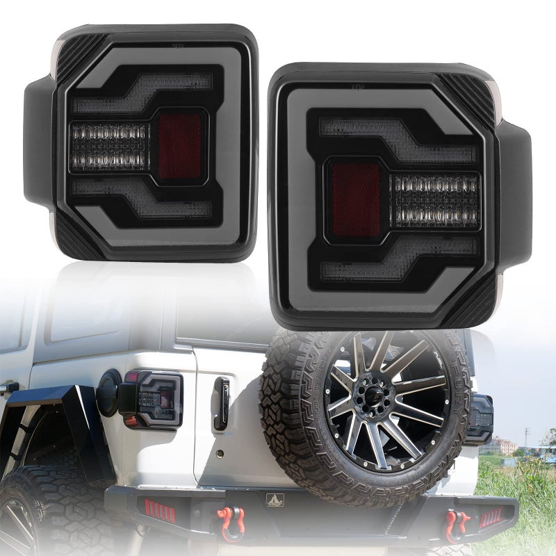 AUTOFREE LED Tail Lights Fit for Jeep Wrangler JL 2018 2019 2020 2021 2022 2024 Sequential Turn Signal Design 20182024 Jeep Wrangler JL LED Taillight Assembly 1 Pair Smoked Lens
