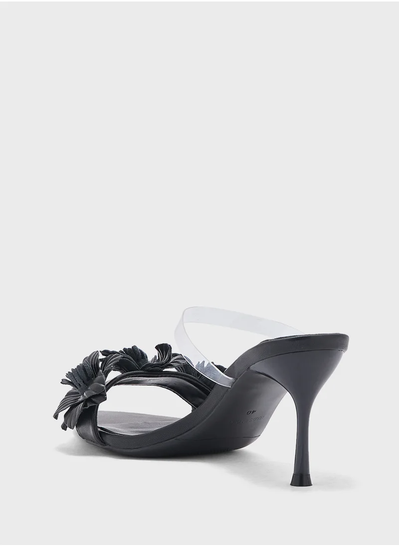 ELLA Floral Clear Strap Heel Sandal