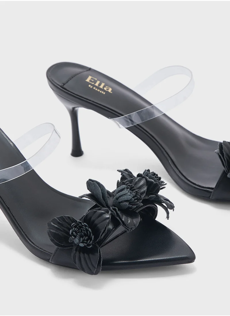 ELLA Floral Clear Strap Heel Sandal