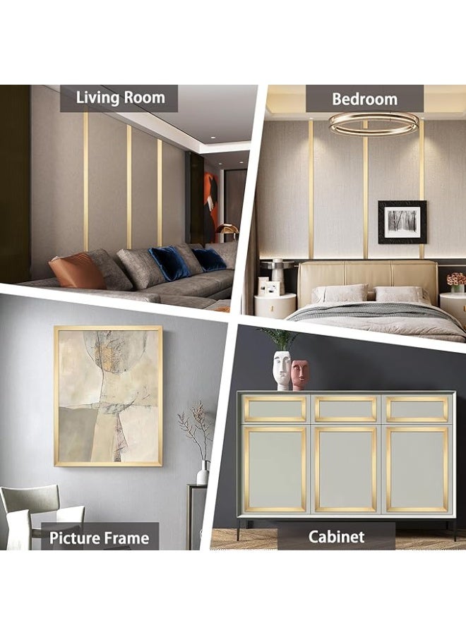 Reelyo Gold Wall Decorative Strips, Wall Art Tape Trim Molding, 3M Peel and Stick Mirror Finish Stainless Steel Decorative Trim Strip, Flexible Waterproof Self-Adhesive Gold Wall Molding Border, Thick Metal Wall Art Line for Ceiling, Floor, Cabinet, Tile Edge, Furniture & DIY Craft Decoration, Multiple Width Options - Image 4