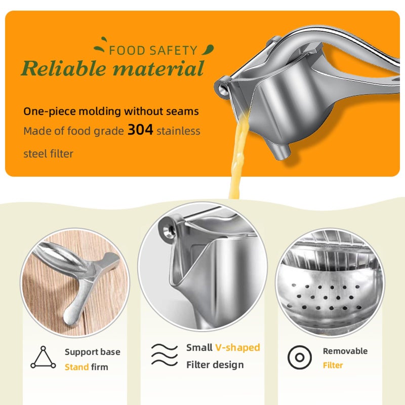 JASISS Juicer, Fresh Fruit Juice Extractor Aluminum Alloy, Juice Squeezer Handheld, manual juicer, Easy to Clean with 0.6L Capacity, Heavy Duty Single Press Lemon Squeezer for Lemon, Orange, Grape - Image 5