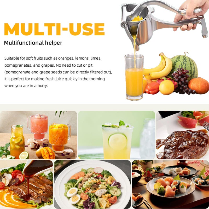 JASISS Juicer, Fresh Fruit Juice Extractor Aluminum Alloy, Juice Squeezer Handheld, manual juicer, Easy to Clean with 0.6L Capacity, Heavy Duty Single Press Lemon Squeezer for Lemon, Orange, Grape - Image 3