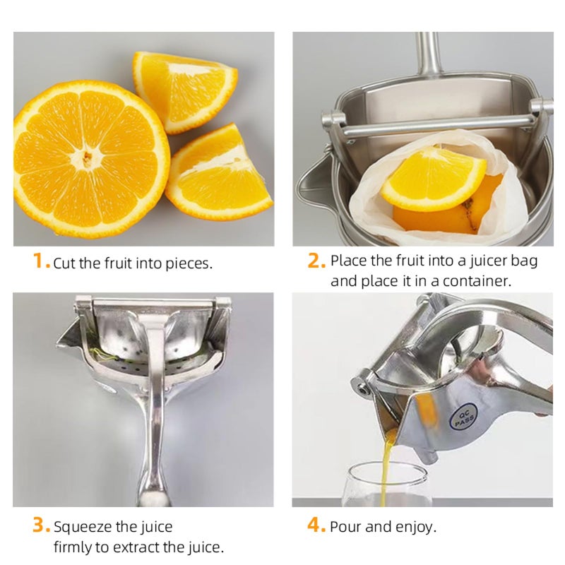 JASISS Juicer, Fresh Fruit Juice Extractor Aluminum Alloy, Juice Squeezer Handheld, manual juicer, Easy to Clean with 0.6L Capacity, Heavy Duty Single Press Lemon Squeezer for Lemon, Orange, Grape - Image 4