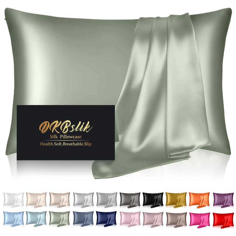 DKBslik Silk Pillowcase for Hair and Skin  Mulberry Silk Pillow Cases Queen Size  Anti Acne Cooling Beauty Sleep Both Sides Natural Silk Satin Pillowcases with Hidden Zipper  Gifts for Women Men  Sage Green