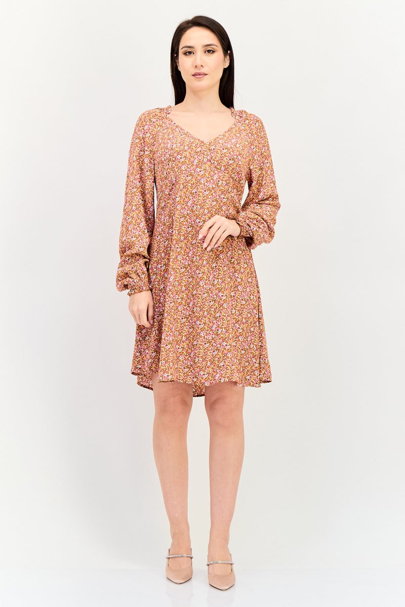 promod فستان ميني مزخرف بالورود للنساء، متعدد الألوان - Image 4