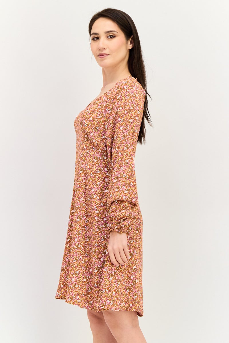 promod فستان ميني مزخرف بالورود للنساء، متعدد الألوان - Image 2