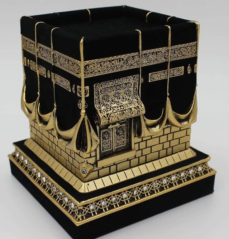 Gunes ديكور طاولة المنزل نموذج مقلد للكعبة تمثال حامل كتب هدية عيد (كبير، ذهبي) - Image 4