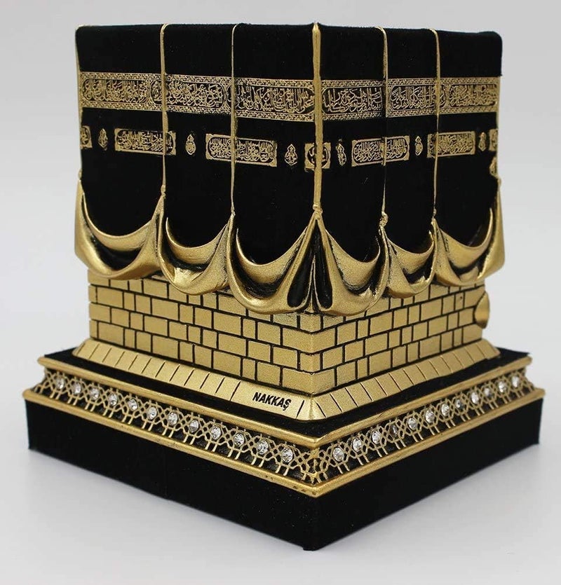 Gunes ديكور طاولة المنزل نموذج مقلد للكعبة تمثال حامل كتب هدية عيد (كبير، ذهبي) - Image 3