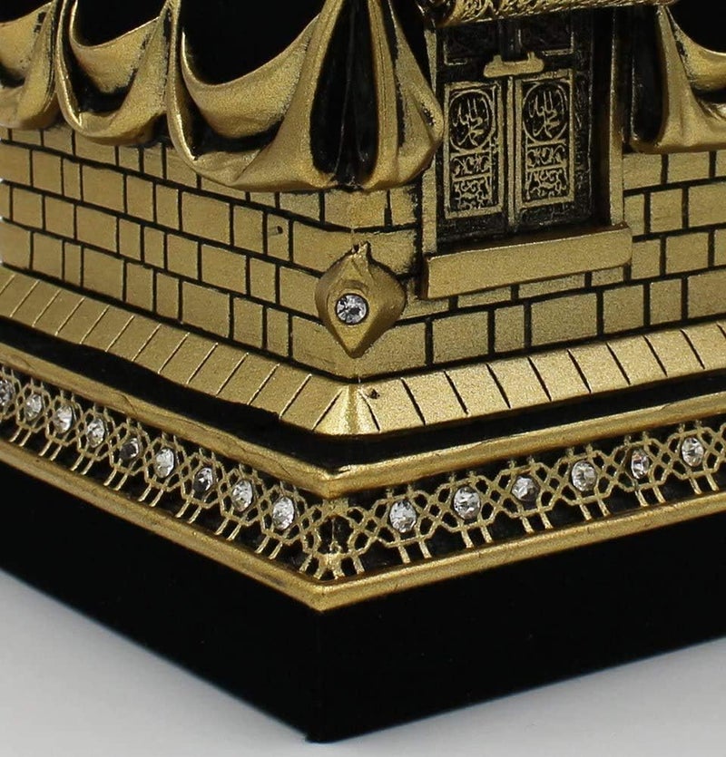 Gunes ديكور طاولة المنزل نموذج مقلد للكعبة تمثال حامل كتب هدية عيد (كبير، ذهبي) - Image 5