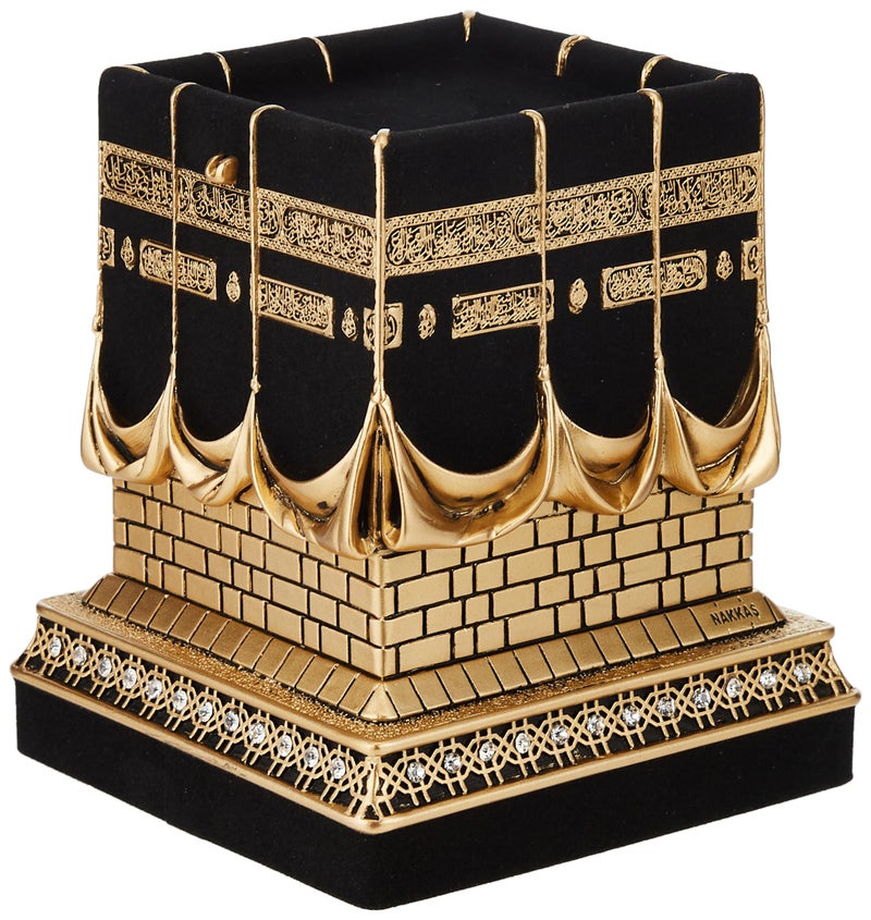 Gunes ديكور طاولة المنزل نموذج مقلد للكعبة تمثال حامل كتب هدية عيد (كبير، ذهبي) - Image 2