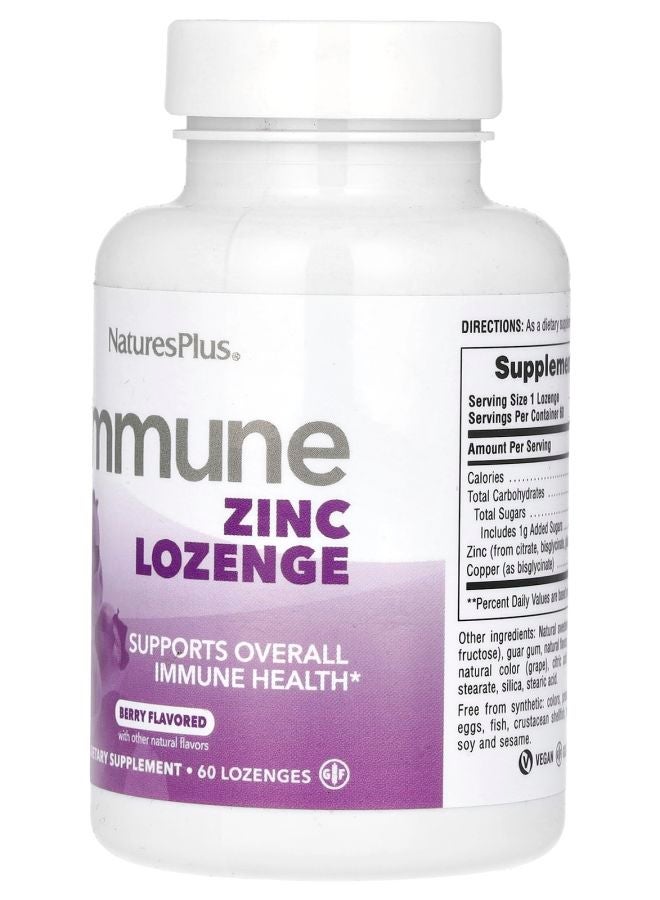 NaturesPlus Immune Zinc Lozenge Berry 60 Lozenges - Image 2