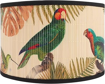 Uonlytech Uonlytech Drum Lamp Shade E27 Vintage Burlap Lampshade Birds Pattern Chandelier Lamp Cover Replaceable Light  - Image 1