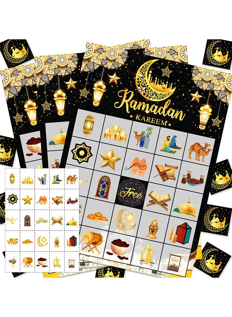 VUCATIN Ramadan Bingo Game Cards Set for Ramadan Family Activities Eid Ramadan Mubarak Bingo Game 24 Players Ramadan Bingo Cards Ramadan Party Activities Supplies Decorations - Image 1