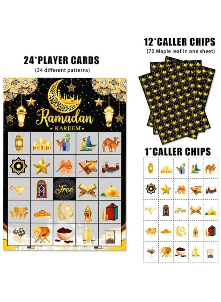 VUCATIN Ramadan Bingo Game Cards Set for Ramadan Family Activities Eid Ramadan Mubarak Bingo Game 24 Players Ramadan Bingo Cards Ramadan Party Activities Supplies Decorations - Image 2