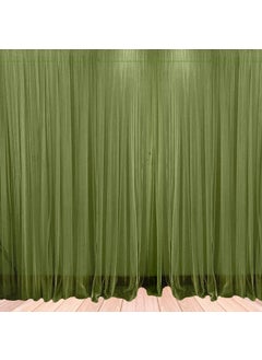 1iAM 1iAM 2pcs Olive Decoration Net Curtains Large Size Stitched with Ribbon Nylon Made Reusable Soft Wrinkled Free 85x5ft Each Backdrop Net for Birthday Anniversary Party Decoration 