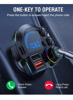 Excefore Bluetooth 5.3 FM Transmitter for Car, QC3.0 & PD20W Adapter, MP3 Player, Supports TF Card & USB Disk, Wireless Receiver, Hands-Free Calling, LED Display, Car Bluetooth Adapter  - Image 3