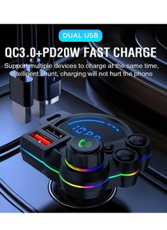 Excefore Bluetooth 5.3 FM Transmitter for Car, QC3.0 & PD20W Adapter, MP3 Player, Supports TF Card & USB Disk, Wireless Receiver, Hands-Free Calling, LED Display, Car Bluetooth Adapter  - Image 2