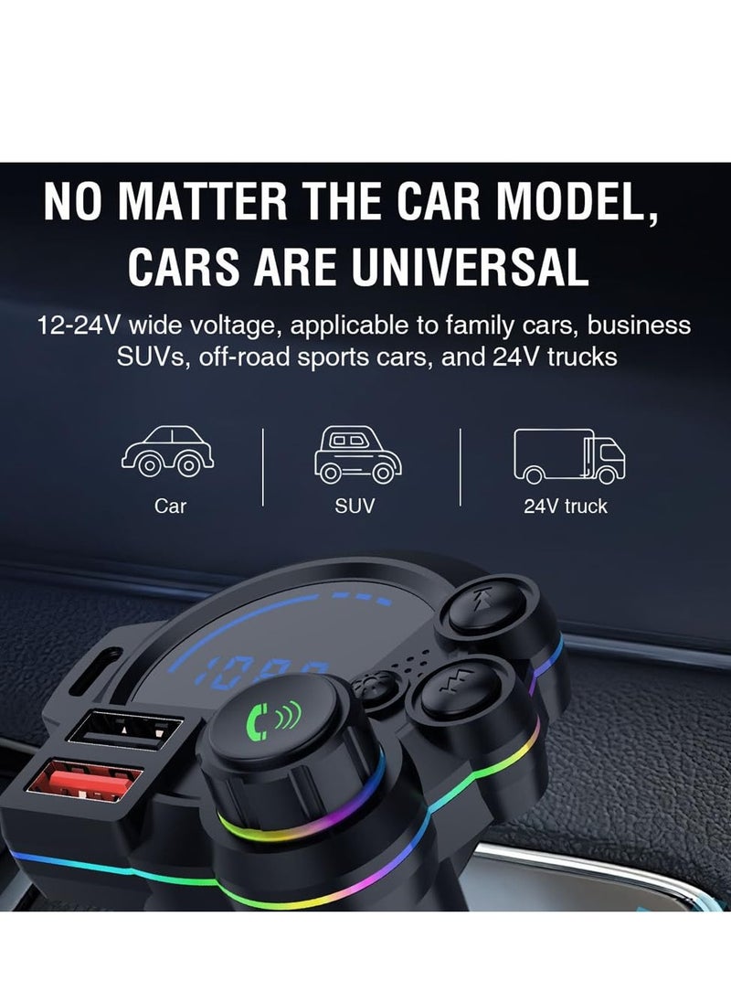Excefore - Bluetooth 5.3 FM Transmitter for Car, QC3.0 & PD20W Adapter, MP3 Player, Supports TF Card & USB Disk, Wireless Receiver, Hands-Free Calling, LED Display, Car Bluetooth Adapter - Image 1
