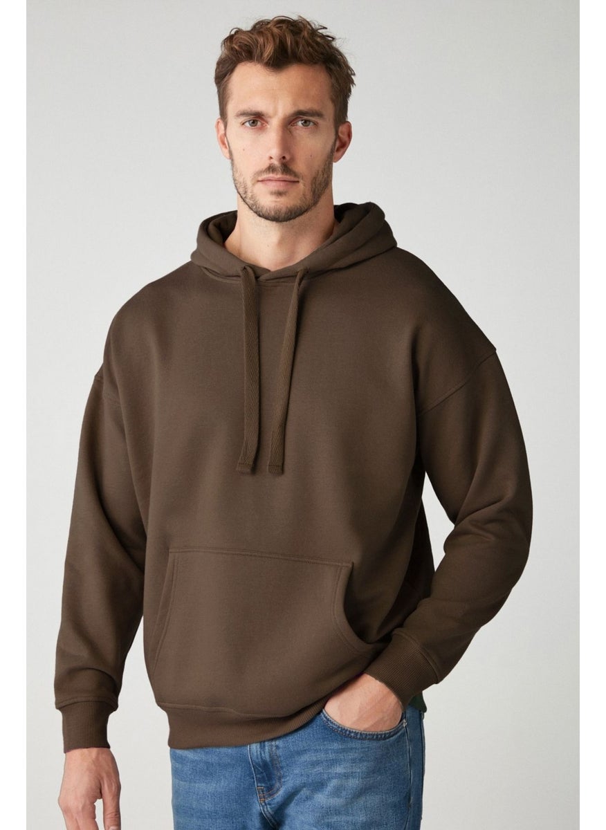 Steve Men's Soft Fabric Corded Oversize Hooded Kangaroo Pocket Brown Sweatshirt - pzsku/Z4160DECCE439E6FCBDF6Z/45/_/1741624348/2b5cd230-d651-4367-9f20-1138975ca904