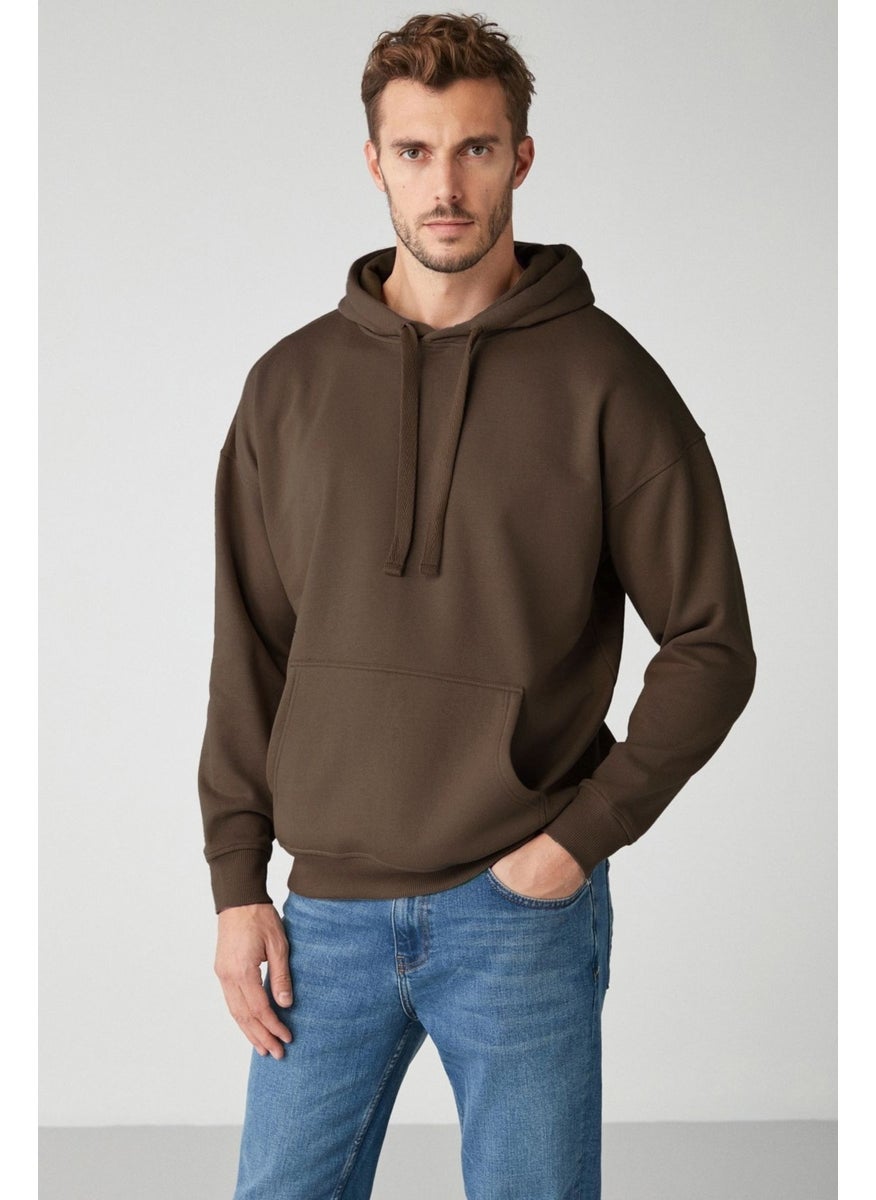 Steve Men's Soft Fabric Corded Oversize Hooded Kangaroo Pocket Brown Sweatshirt - pzsku/Z4160DECCE439E6FCBDF6Z/45/_/1741624351/a0592bd1-d358-426c-93d3-448ef9d59d4f