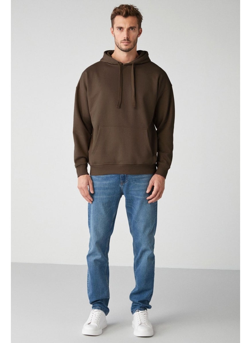 Steve Men's Soft Fabric Corded Oversize Hooded Kangaroo Pocket Brown Sweatshirt - pzsku/Z4160DECCE439E6FCBDF6Z/45/_/1741624353/1cf57621-0e48-4ac2-b424-dfa8520a5a6e