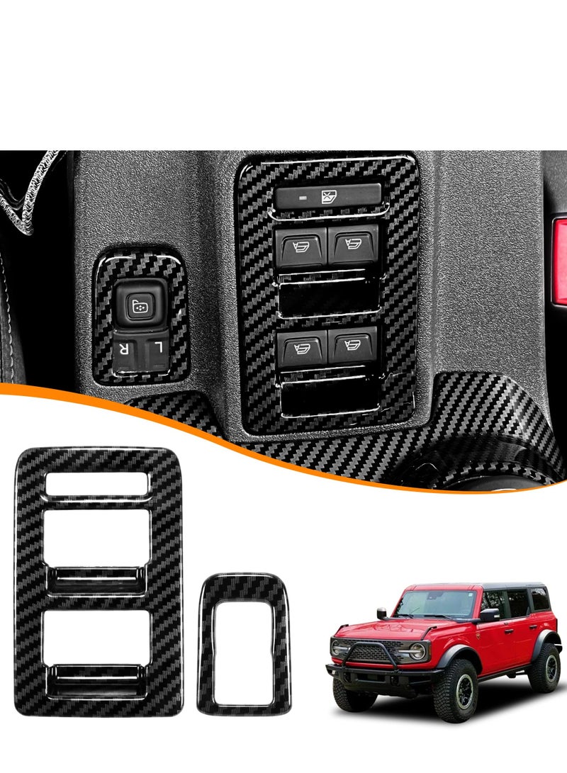 SYOSI Window Lift Switch Control Panel Cover Center Console , Carbon Fiber Interior Trim Compatible with Ford Bronco 2021 2022 2023 Gear Shift Trim Decoration Interior Accessories - Image 1