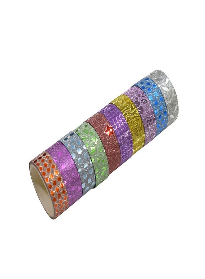 Pindia Sparkling Printed Craft Tape Shimmer Glitter Roll Set - Pack of 10 (Multicolor) - Image 5