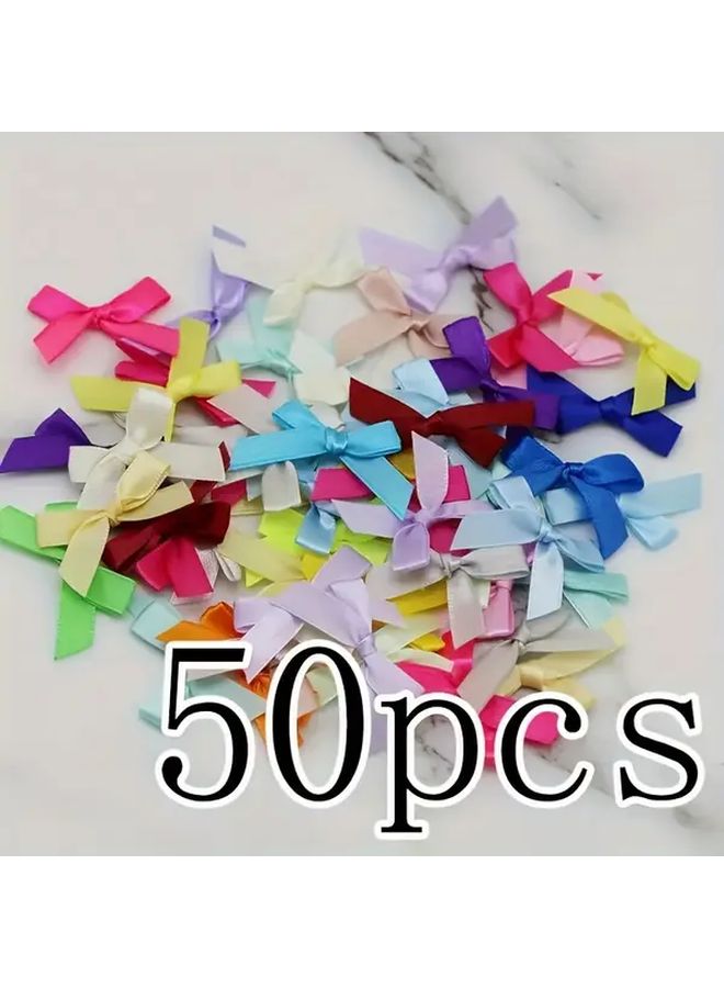 50 قطعة من الأقواس الشريطية متعددة الألوان مقاس 1.57 بوصة لتغليف الهدايا وإكسسوارات الشعر والديكور - Image 2